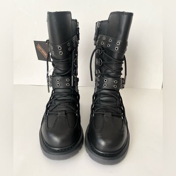 Harley Davidson Uplift Combat Motorcycle Boots with hardware black 7.5 NWT - Picture 6 of 12